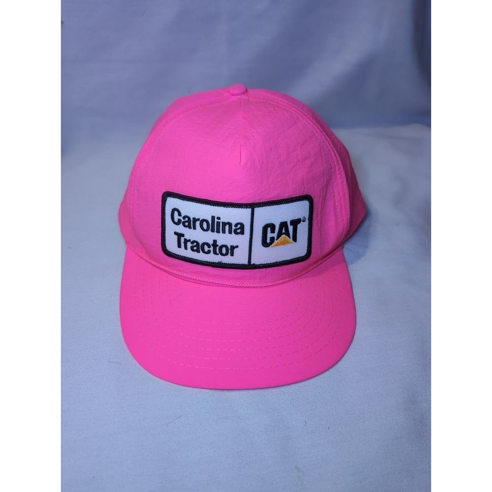 Vintage Pink CAT Caterpillar Carolina Tractor Sportsman Snap Back Cap Hat Nylon